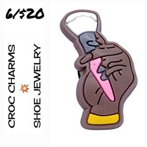 6/$20 Makeup Brush Cosmetics Croc Charm Shoe Jewelry Girly Black Woman Hand